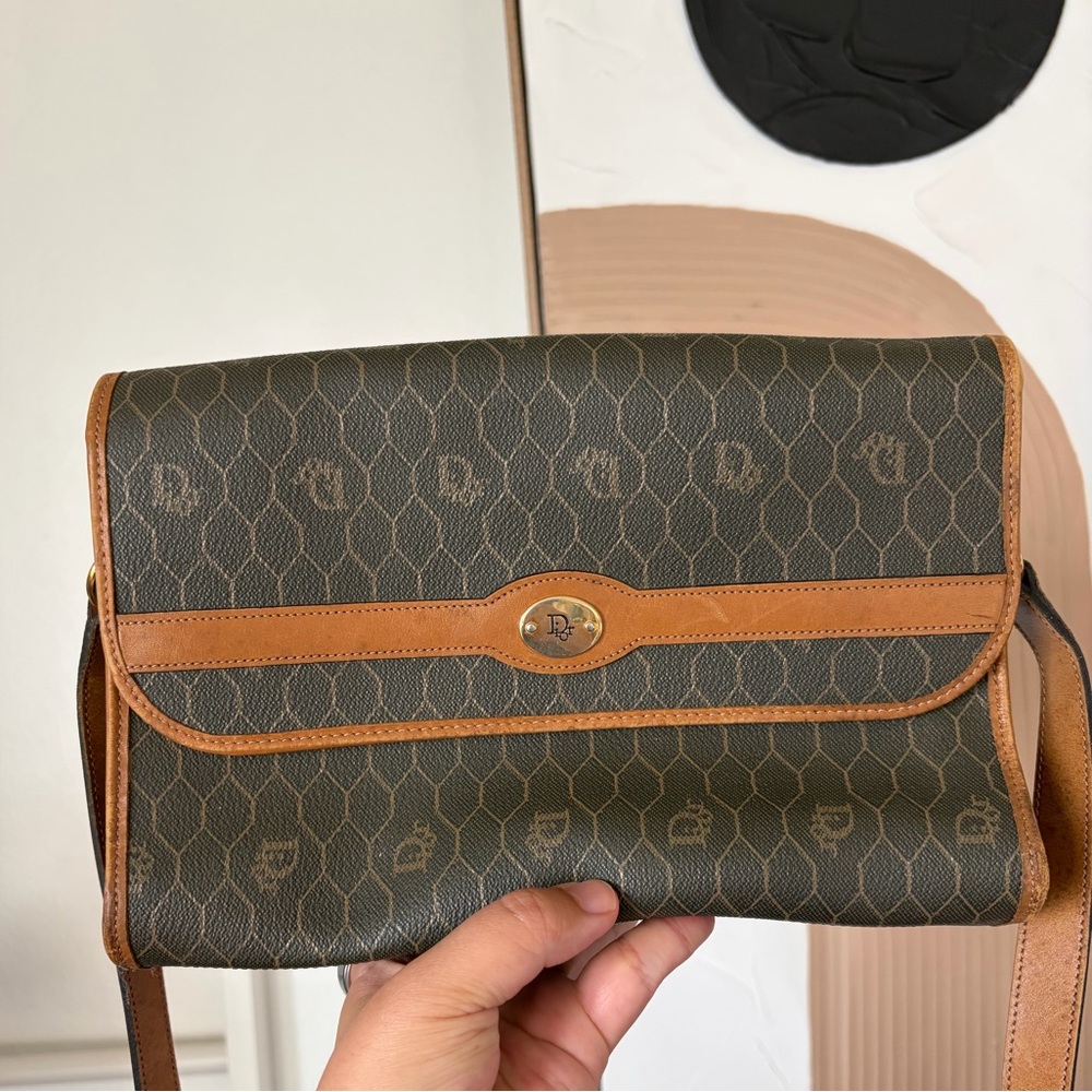 Christian Dior Crossbody Honeycomb canvas leather READ DESCRIPTION